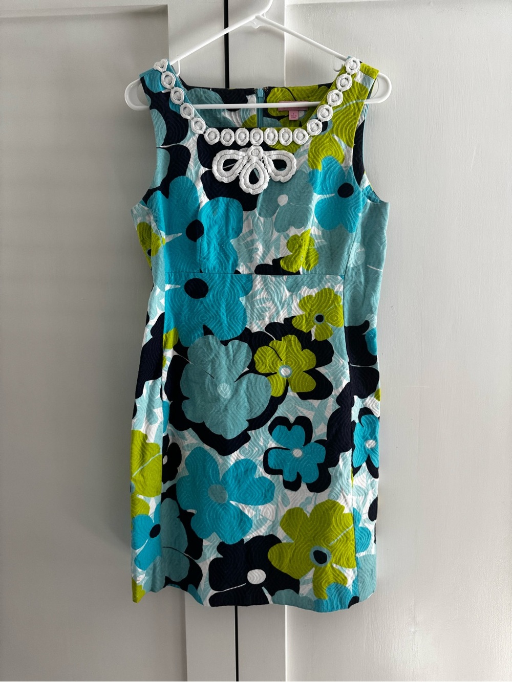 Lilly Pulitzer Teal, Lime, Navy & White Floral Midi Dress